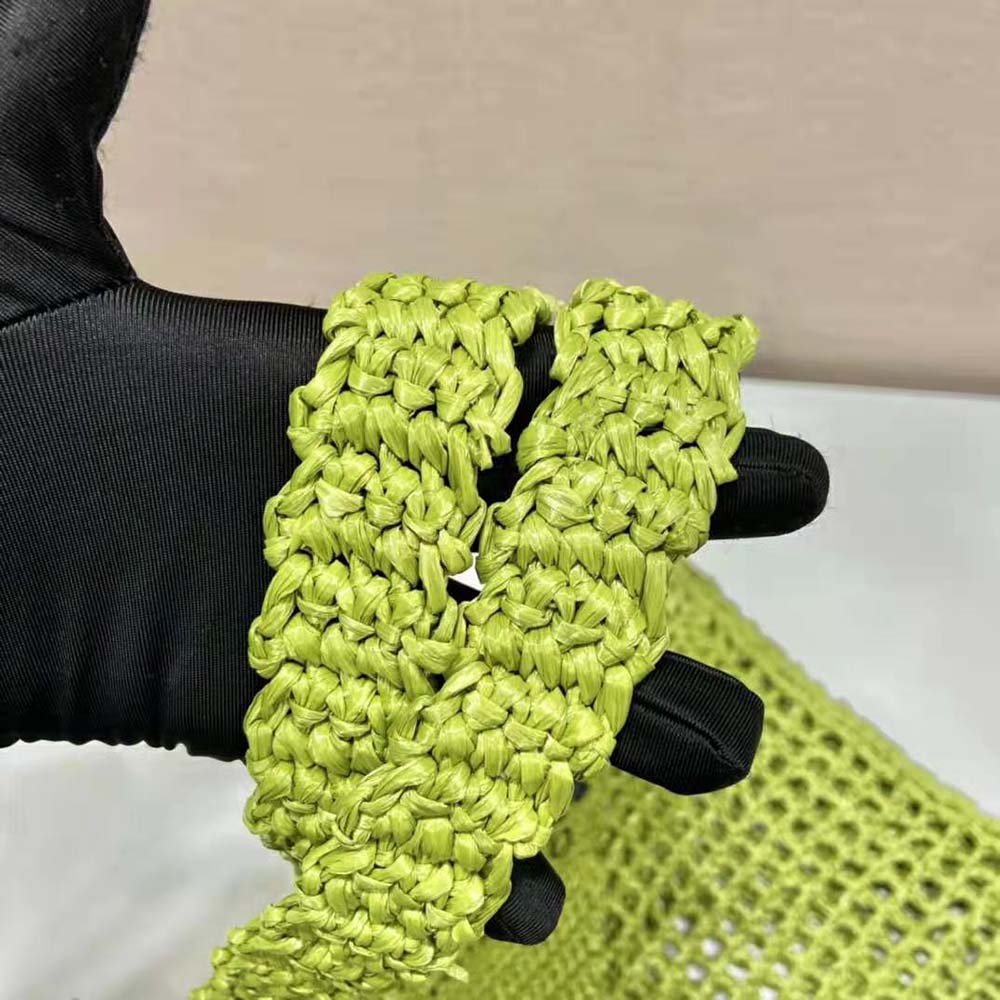 Prada Women Raffia Tote Bag with A Soft-Lime - image 7