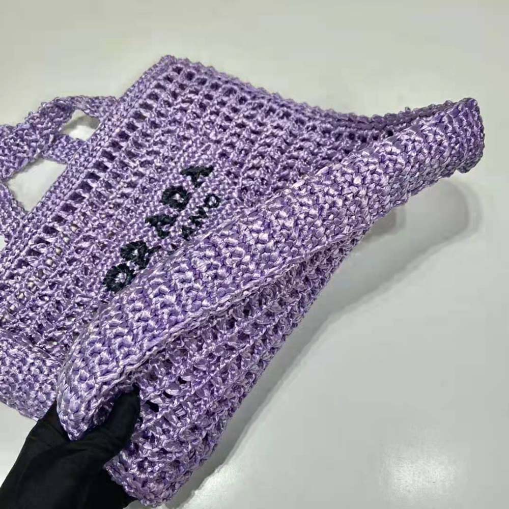 Prada Women Raffia Tote Bag with A Soft-Purple - image 5