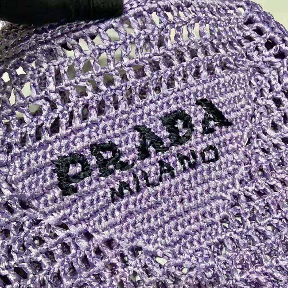 Prada Women Raffia Tote Bag with A Soft-Purple - image 9