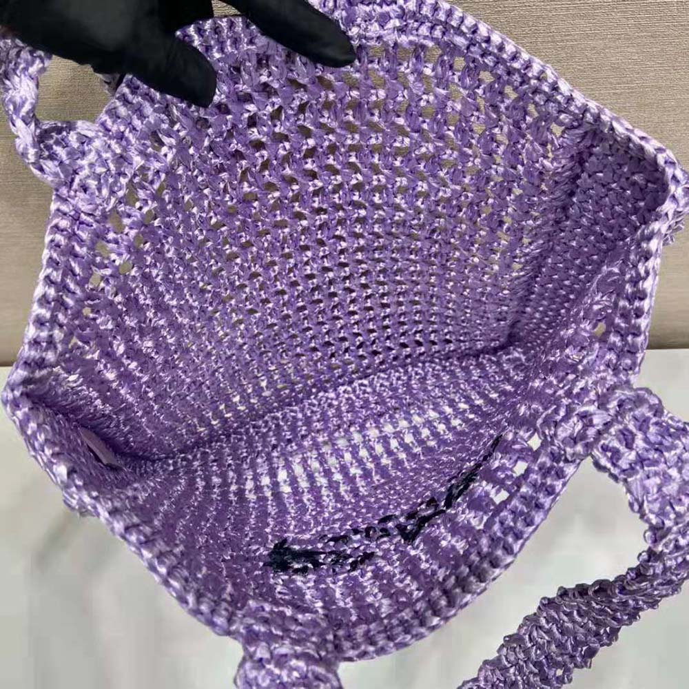 Prada Women Raffia Tote Bag with A Soft-Purple - image 8