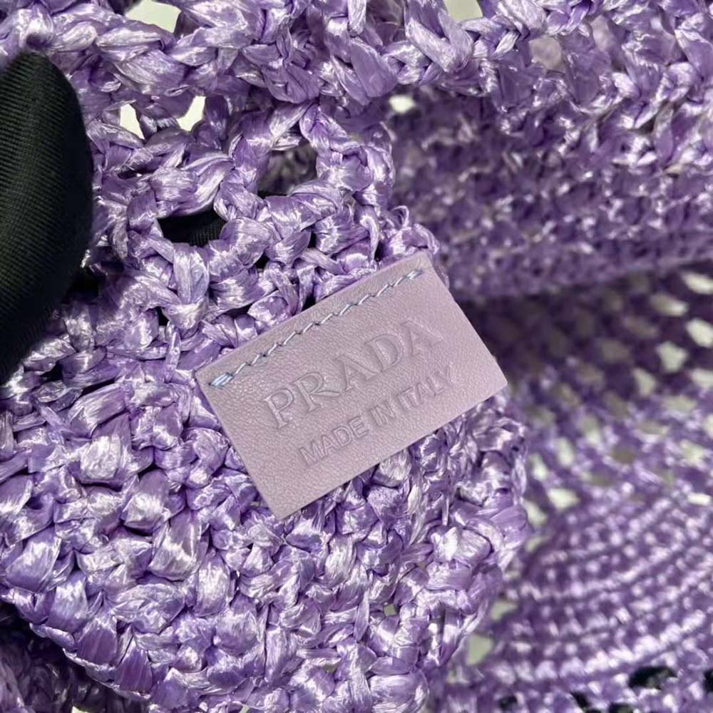Prada Women Raffia Tote Bag with A Soft-Purple - image 6