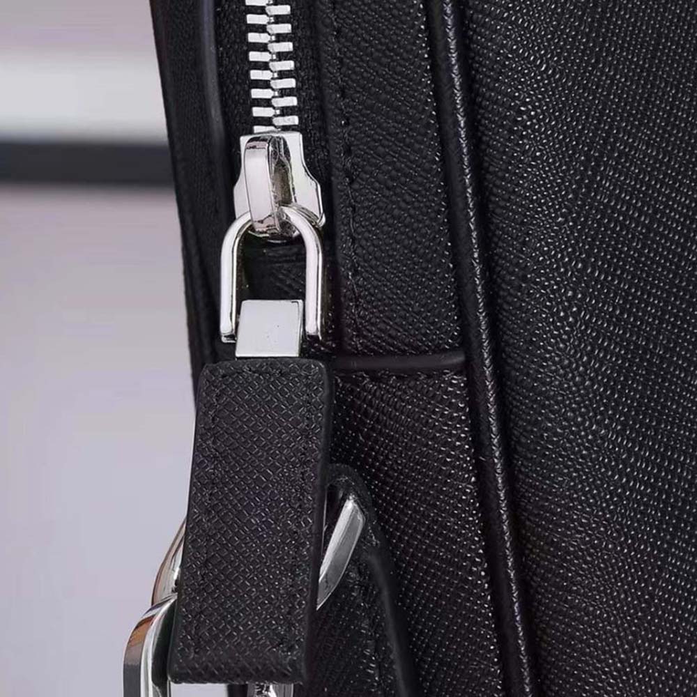 Prada Men Saffiano Leather Black Briefcase Bag - image 9