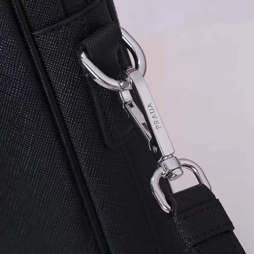Prada Men Saffiano Leather Black Briefcase Bag - image 8