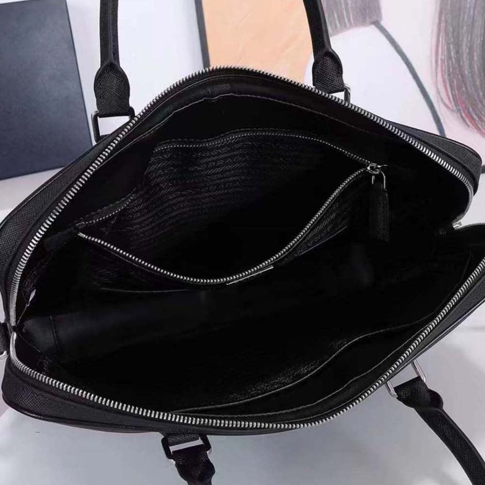 Prada Men Saffiano Leather Black Briefcase Bag - image 5