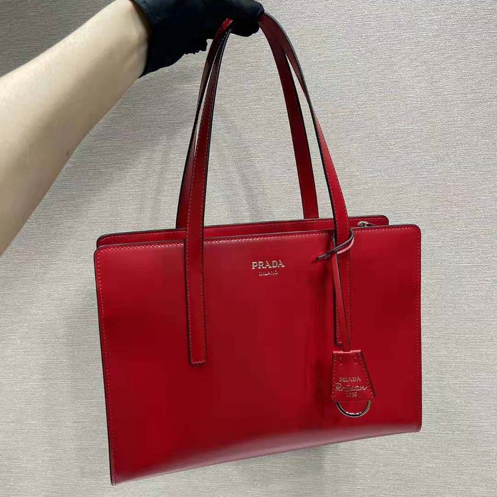 Prada Women Re-Edition 1995 Brushed-Leather Medium Handbag-Red - image 4