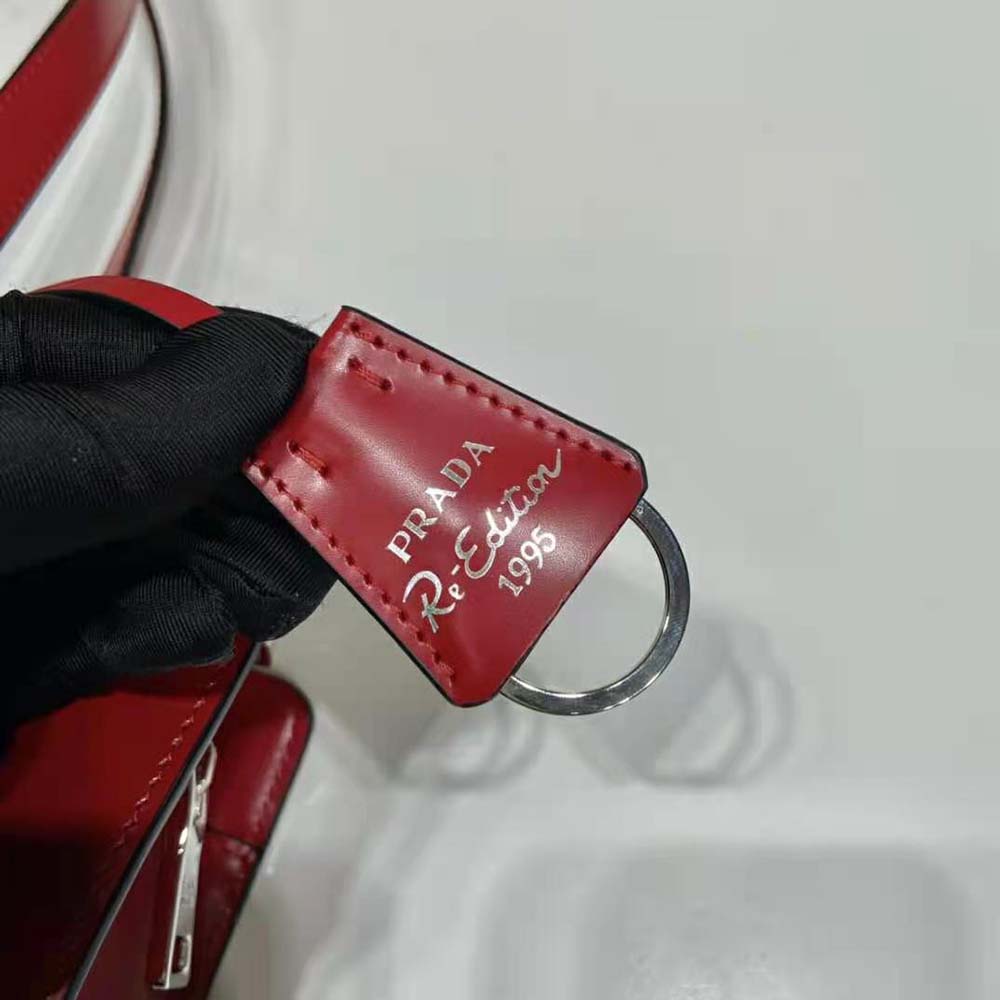 Prada Women Re-Edition 1995 Brushed-Leather Medium Handbag-Red - image 8