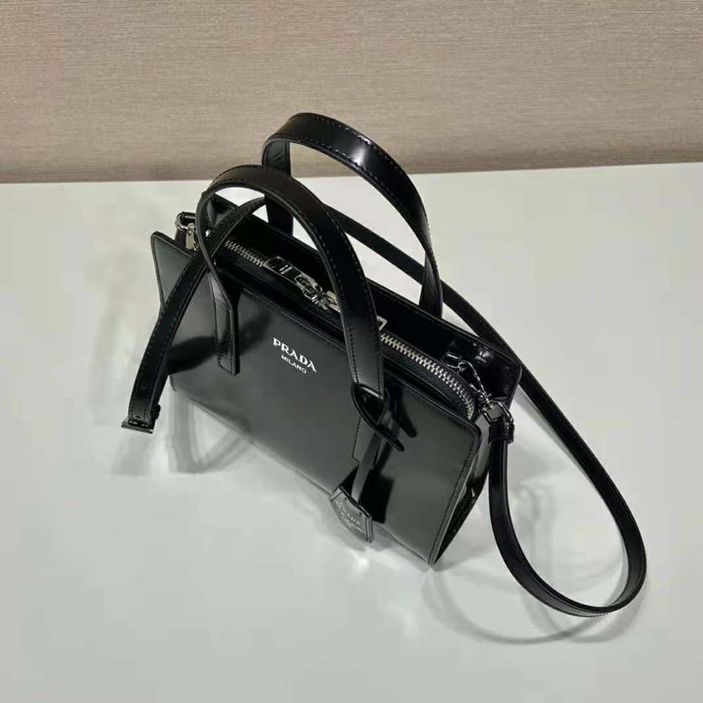 Prada Women Re-Edition 1995 Brushed-Leather Mini Handbag-Black - image 7