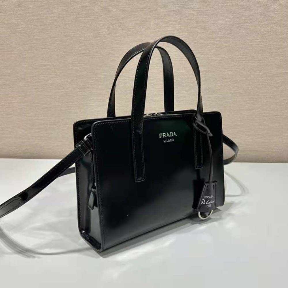 Prada Women Re-Edition 1995 Brushed-Leather Mini Handbag-Black - image 5