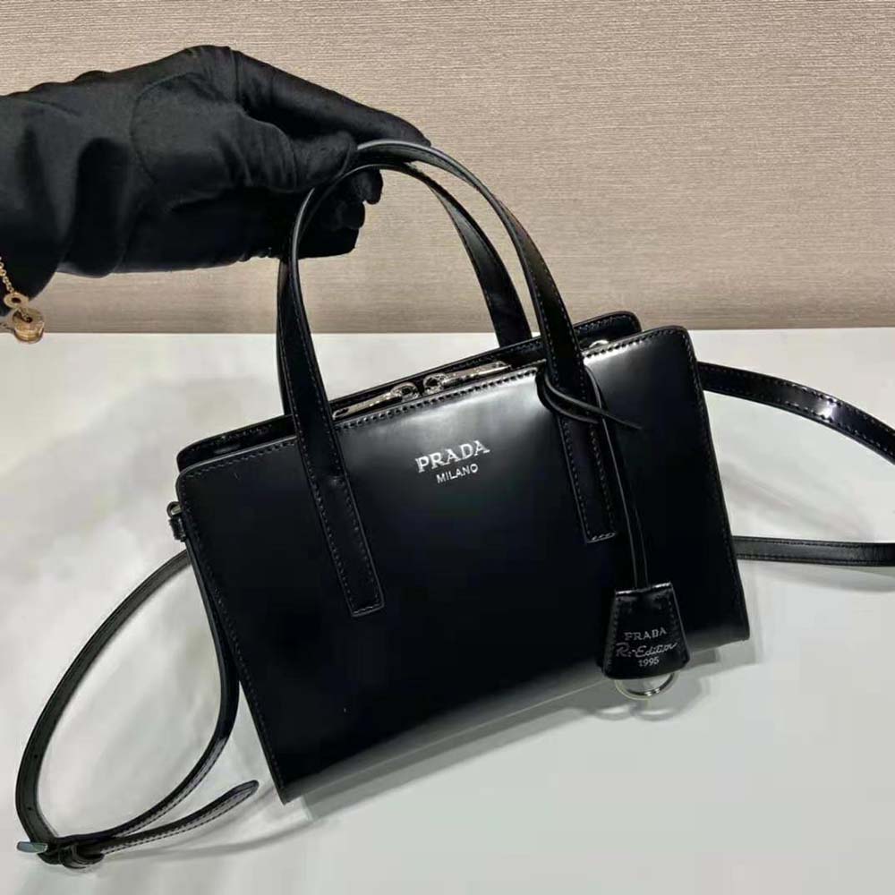 Prada Women Re-Edition 1995 Brushed-Leather Mini Handbag-Black - image 6