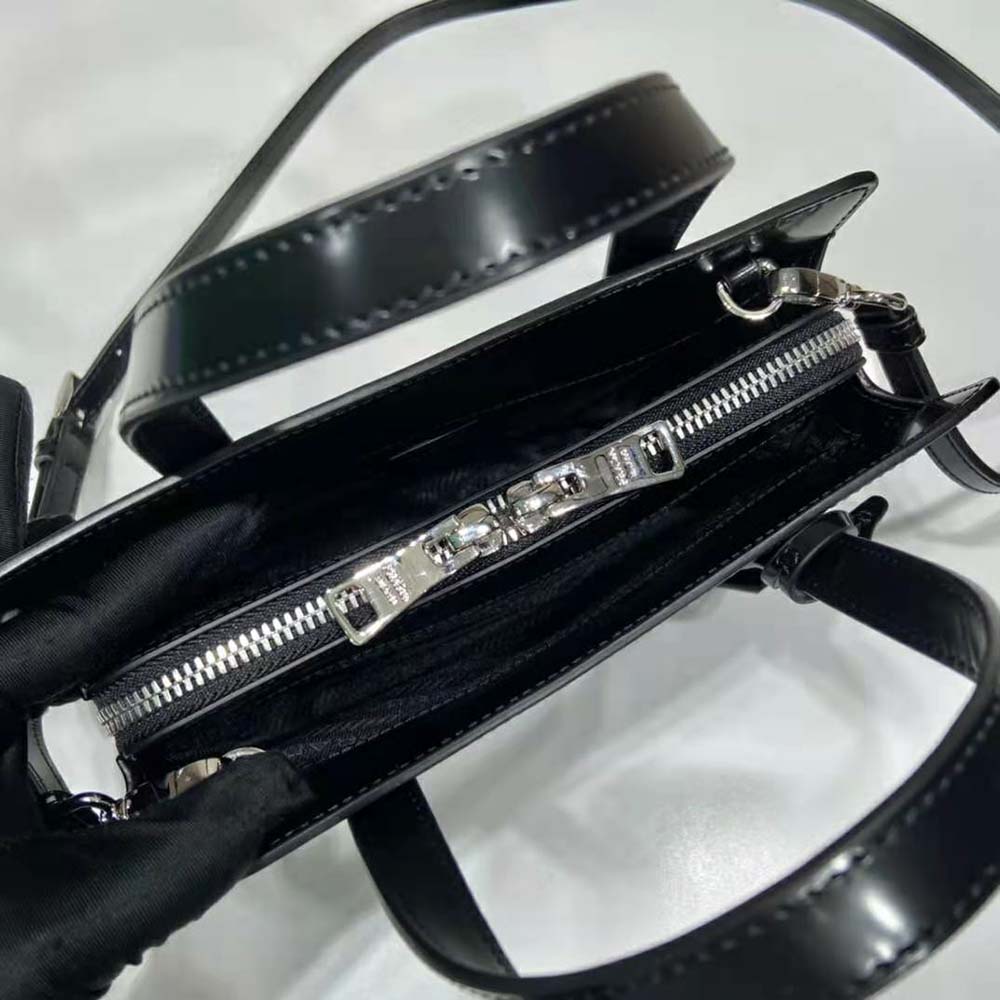 Prada Women Re-Edition 1995 Brushed-Leather Mini Handbag-Black - image 9