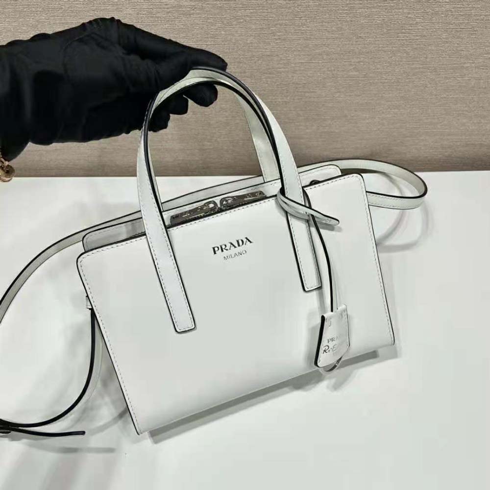 Prada Women Re-Edition 1995 Brushed-Leather Mini Handbag-White - image 6
