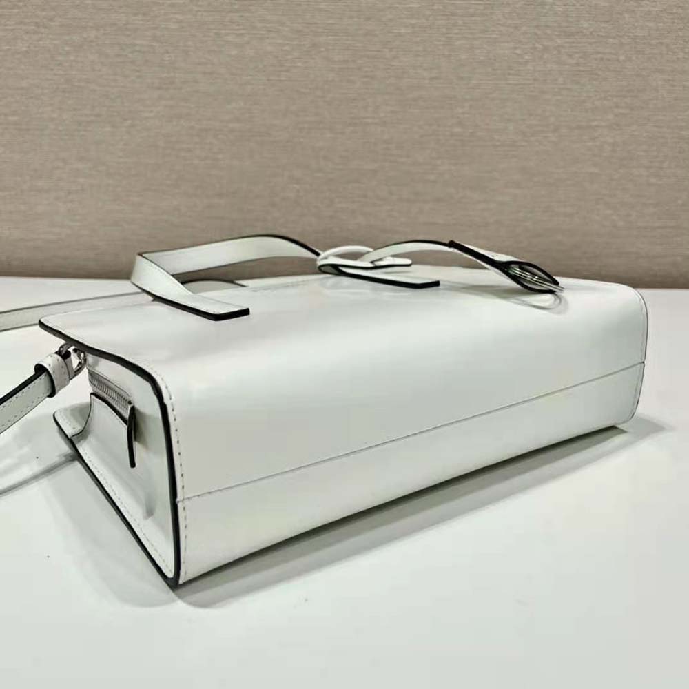 Prada Women Re-Edition 1995 Brushed-Leather Mini Handbag-White - image 8
