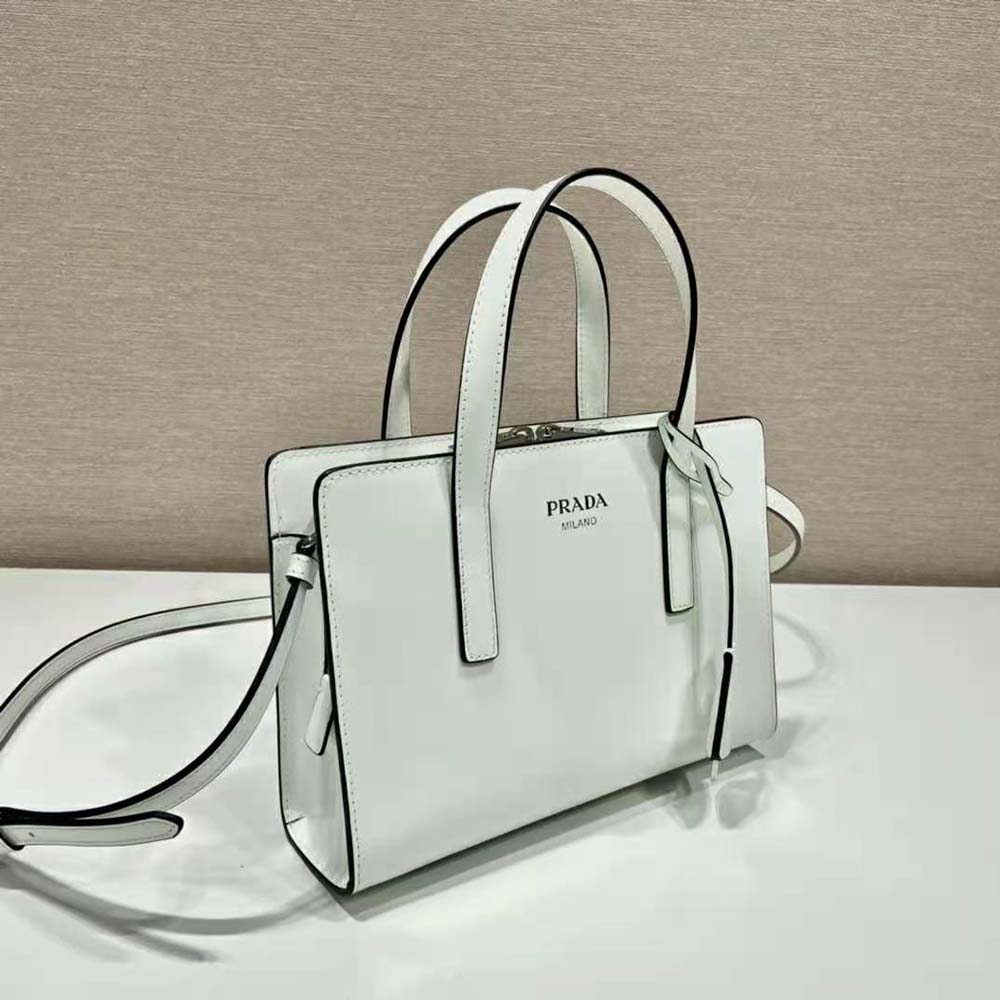 Prada Women Re-Edition 1995 Brushed-Leather Mini Handbag-White - image 5