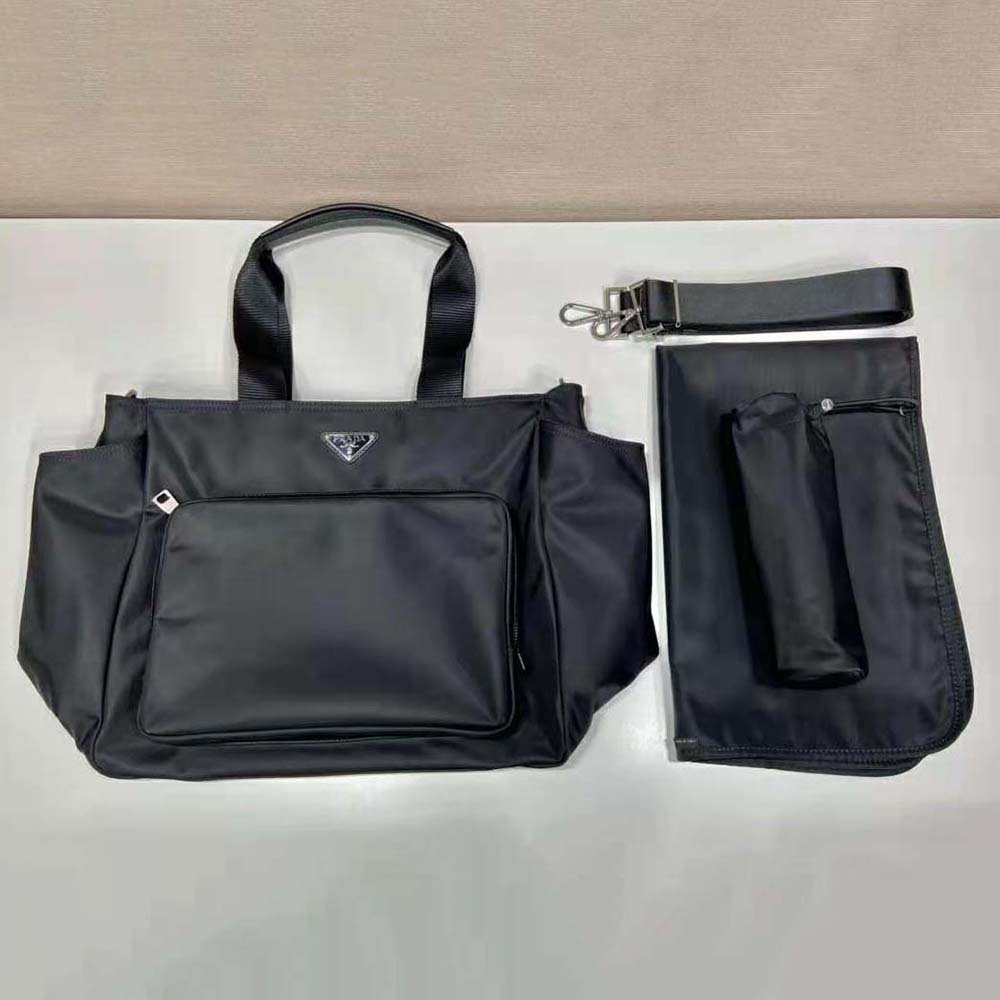 Prada Women Re-Nylon Baby Bag with Re-Nylon logo-Print lining-Black - image 5