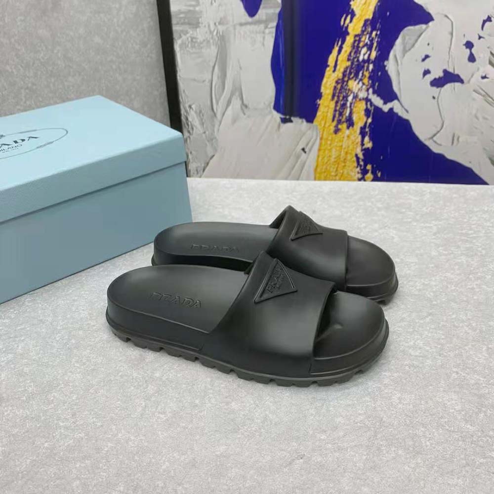 Prada Women Rubber Slides In 20 mm Heel Height-Black - image 7