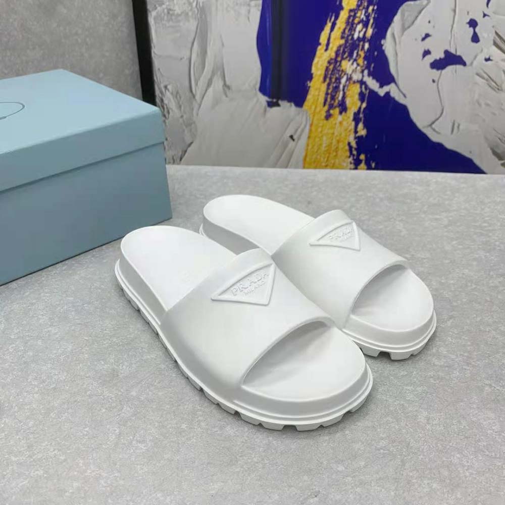 Prada Women Rubber Slides In 20 mm Heel Height-White - image 4