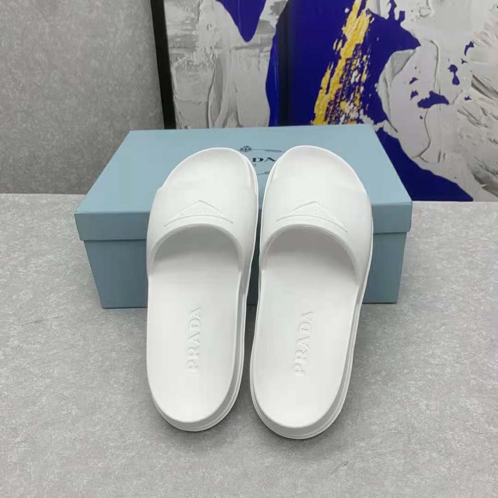 Prada Women Rubber Slides In 20 mm Heel Height-White - image 8
