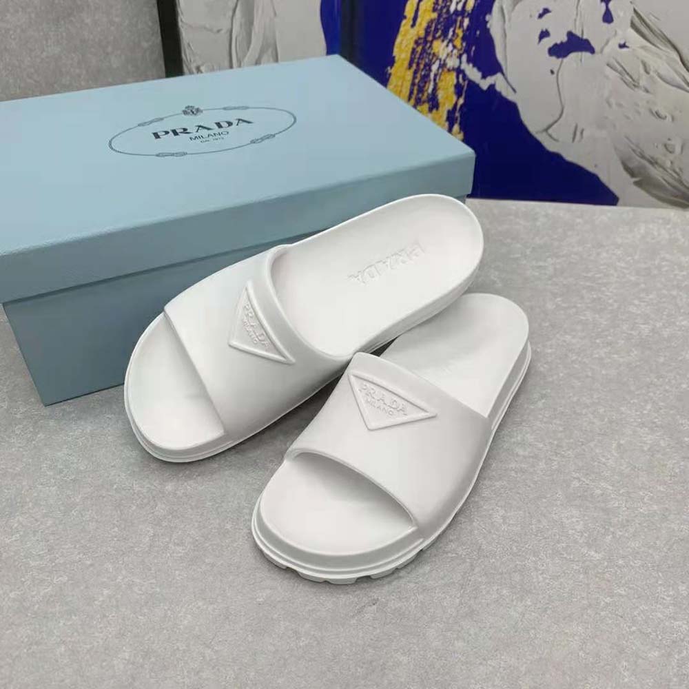 Prada Women Rubber Slides In 20 mm Heel Height-White - image 7