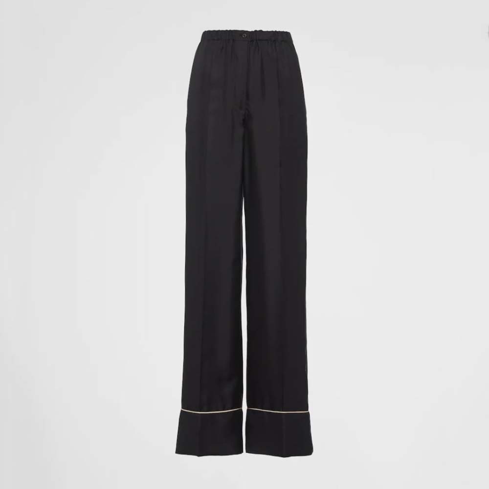 Front view of Prada Women Twill Pants Stand out for Their Refined Allure-Black