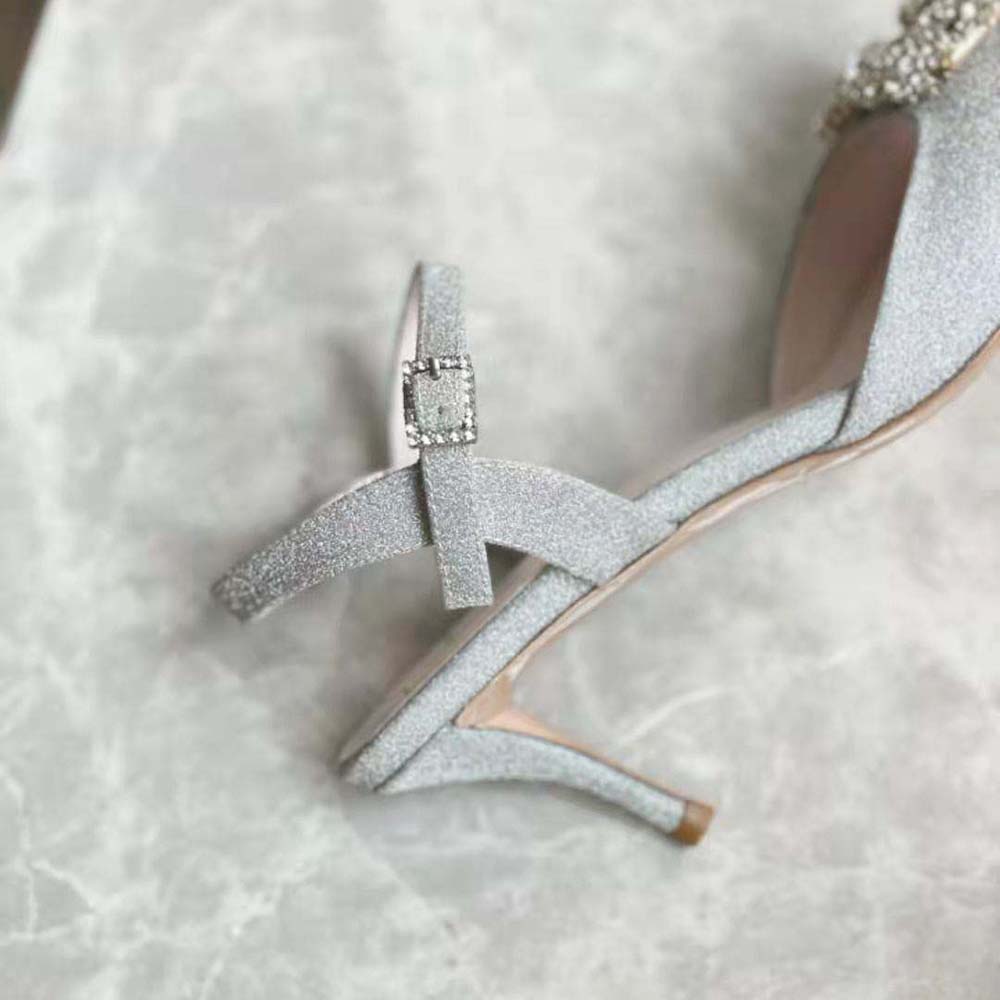 Roger Vivier Women Flower Strass Buckle Sandals in Satin-Silver - image 7