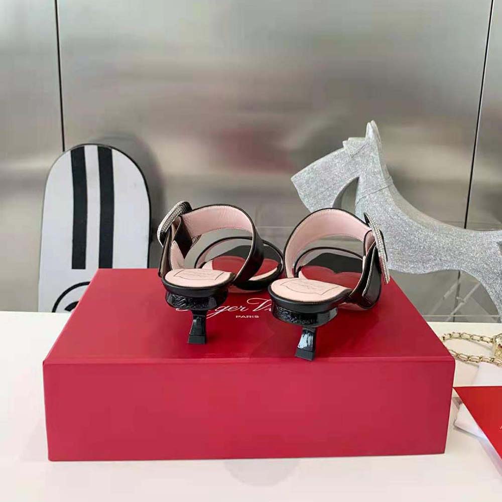 Roger Vivier Women Viv Choc Side Strass Buckle Mules in Leather-Black - image 8