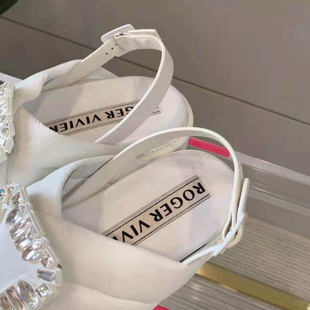 Roger Vivier Women Viv Winter Strass Buckle Sandals in Technical Fabrics-White - image 6
