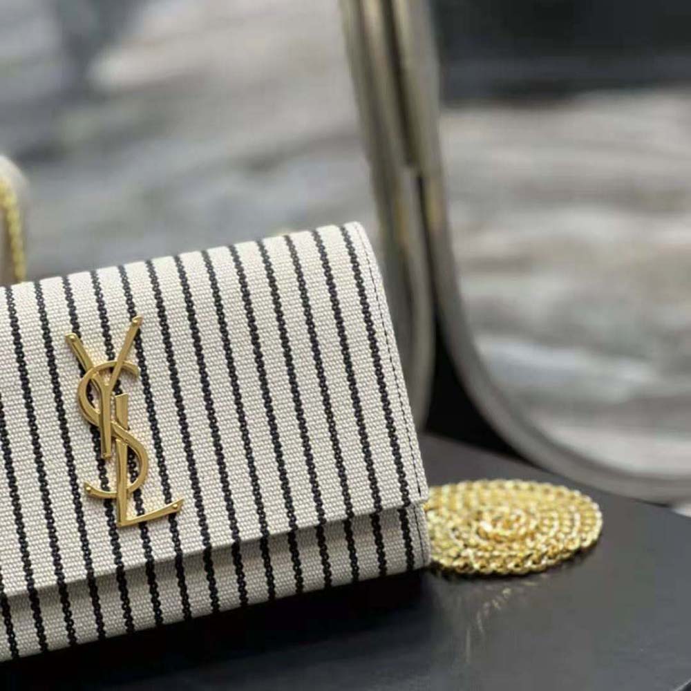 Saint Laurent YSL Women Kate Small Chain Bag in Canvas and Smooth Leather - image 9