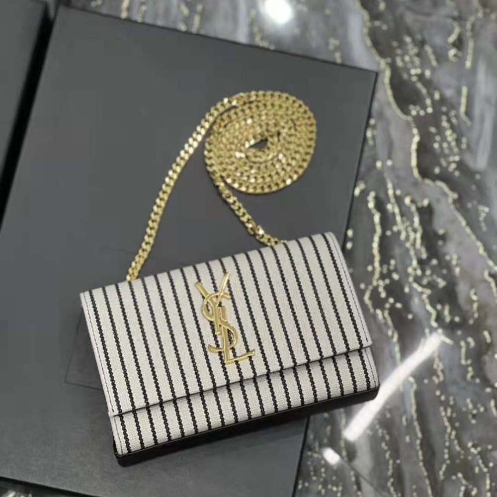 Saint Laurent YSL Women Kate Small Chain Bag in Canvas and Smooth Leather - image 4