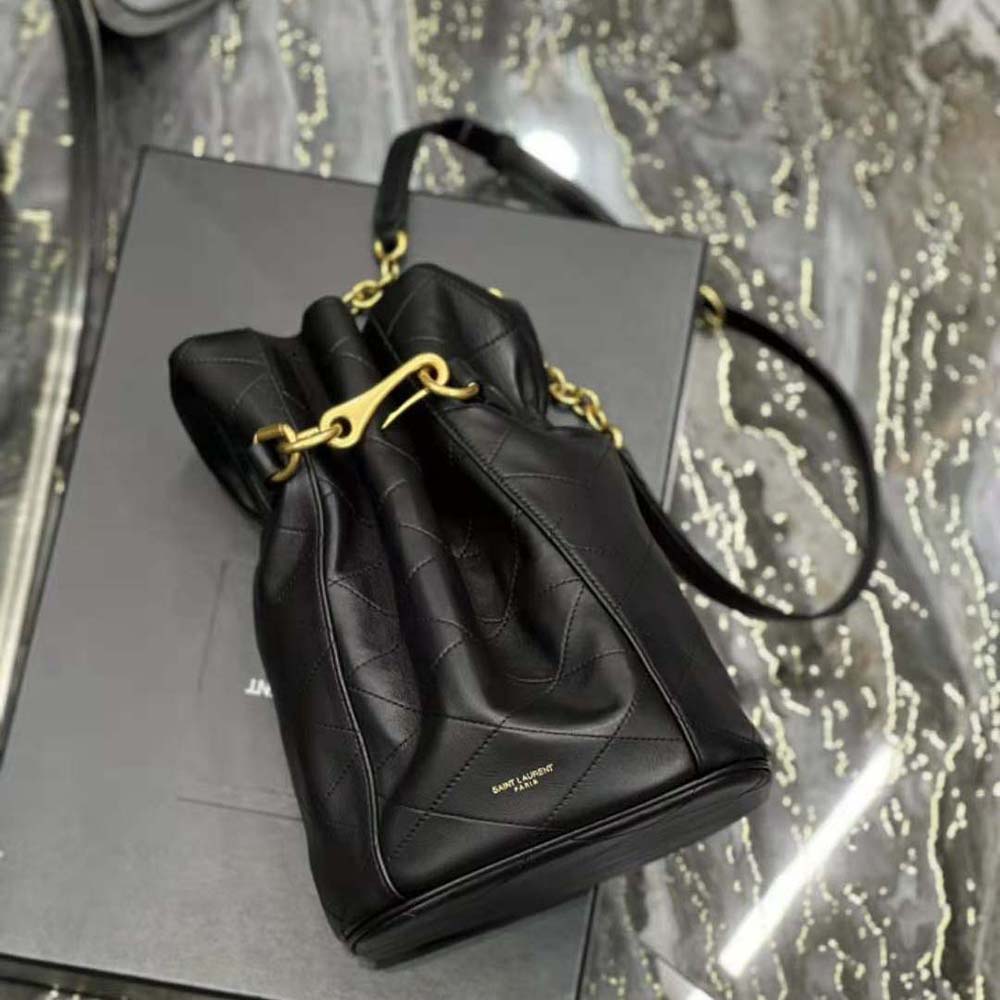 Saint Laurent YSL Women Le Maillon Hook Bucket Bag in Supple Leather-Black - image 4