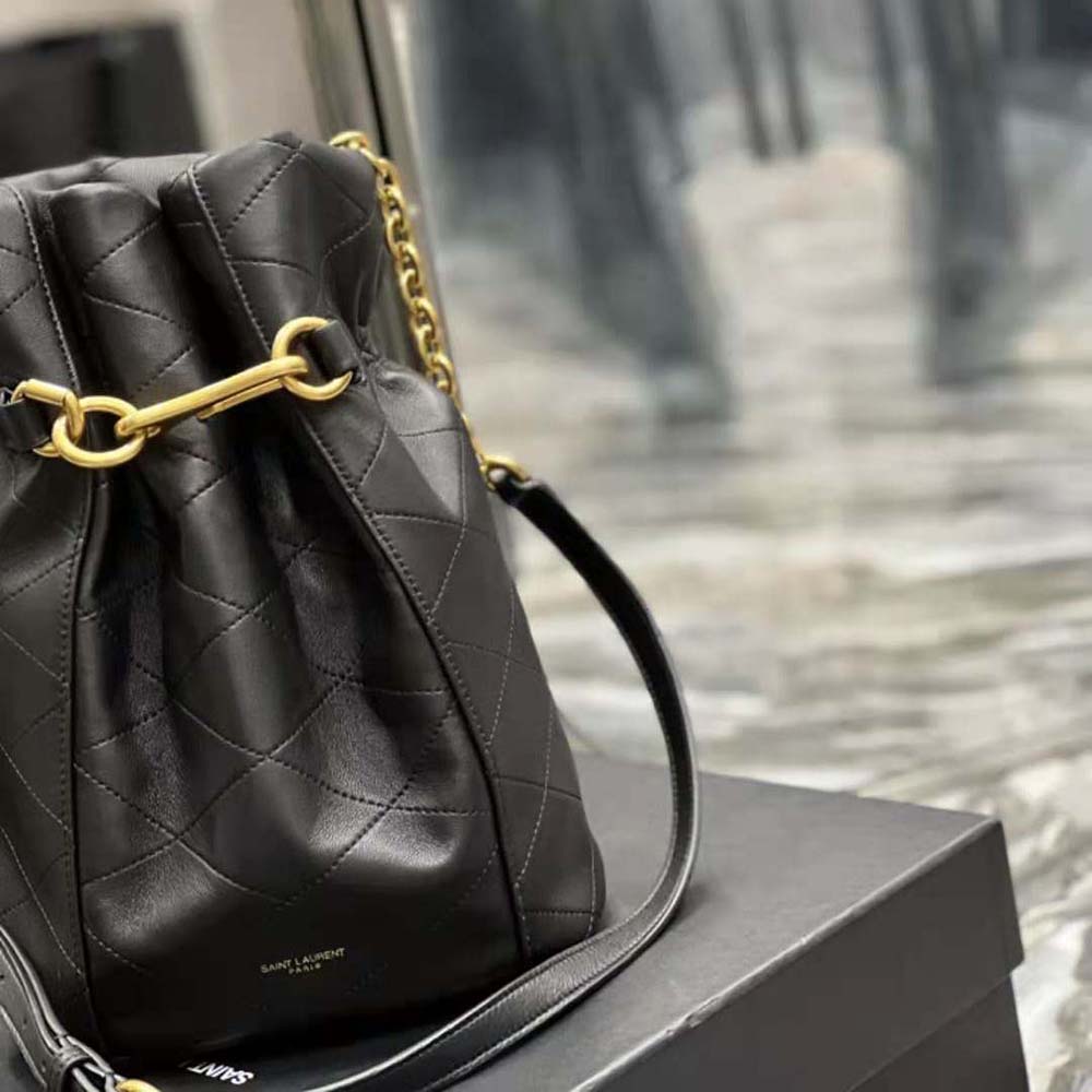 Saint Laurent YSL Women Le Maillon Hook Bucket Bag in Supple Leather-Black - image 10