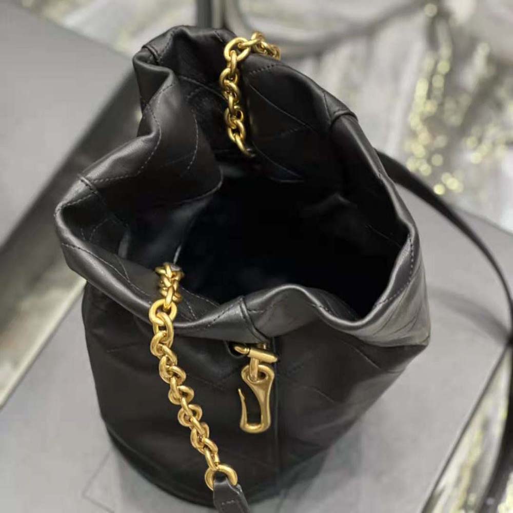 Saint Laurent YSL Women Le Maillon Hook Bucket Bag in Supple Leather-Black - image 9