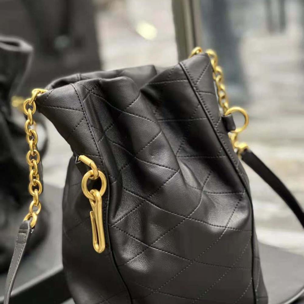 Saint Laurent YSL Women Le Maillon Hook Bucket Bag in Supple Leather-Black - image 8