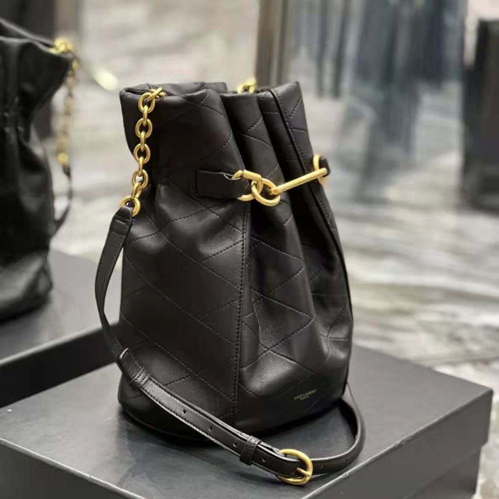 Saint Laurent YSL Women Le Maillon Hook Bucket Bag in Supple Leather-Black - image 5