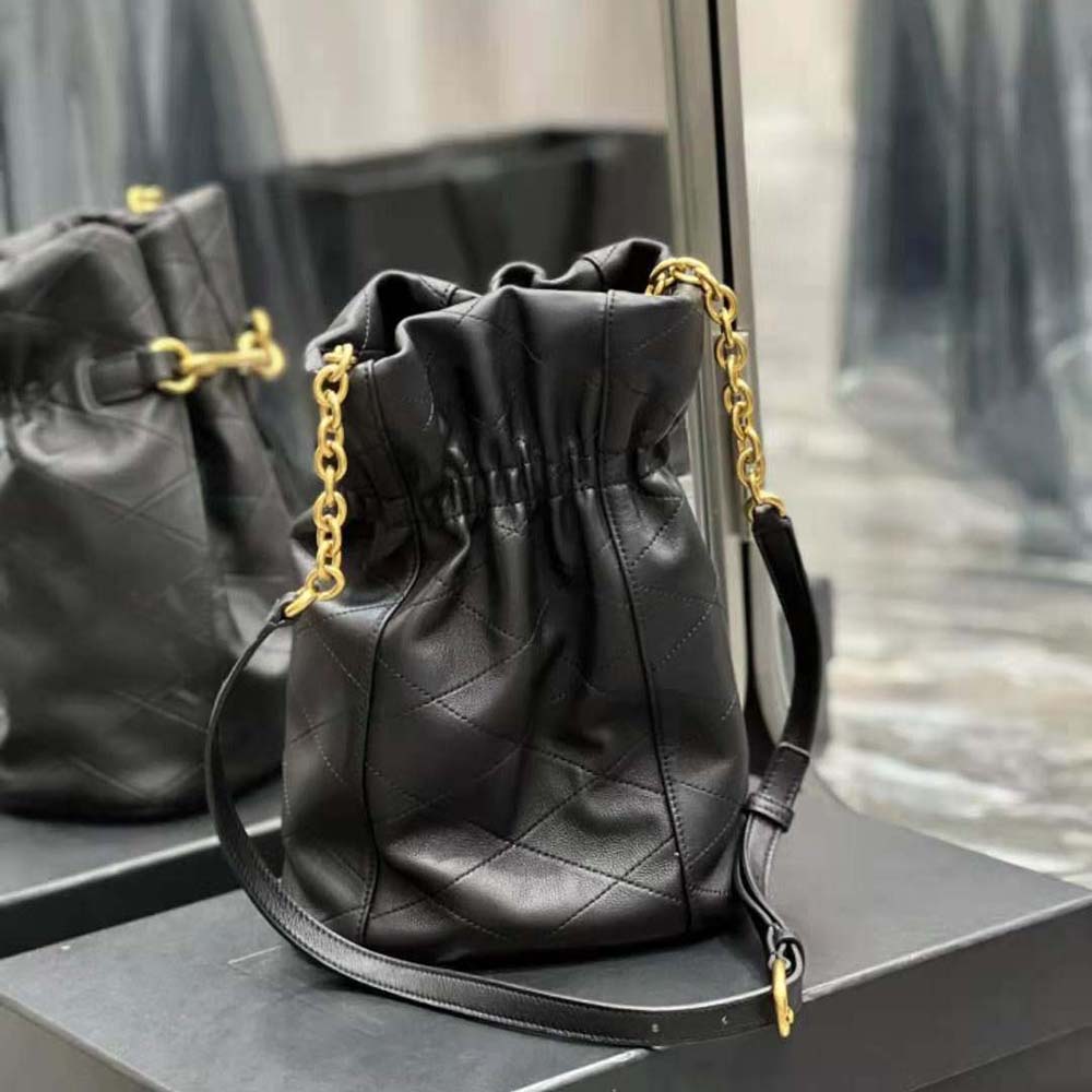 Saint Laurent YSL Women Le Maillon Hook Bucket Bag in Supple Leather-Black - image 6