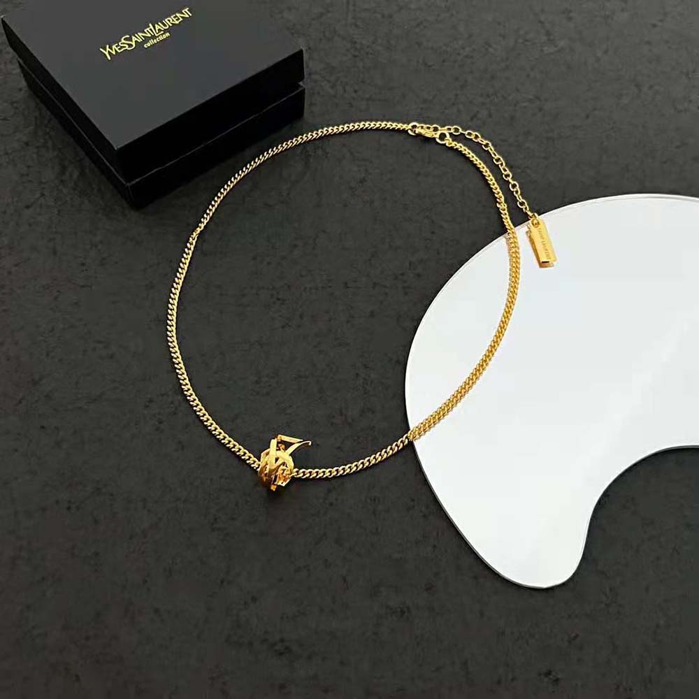 Saint Laurent YSL Women Monogram Twist Pendant Necklace in Metal - image 5