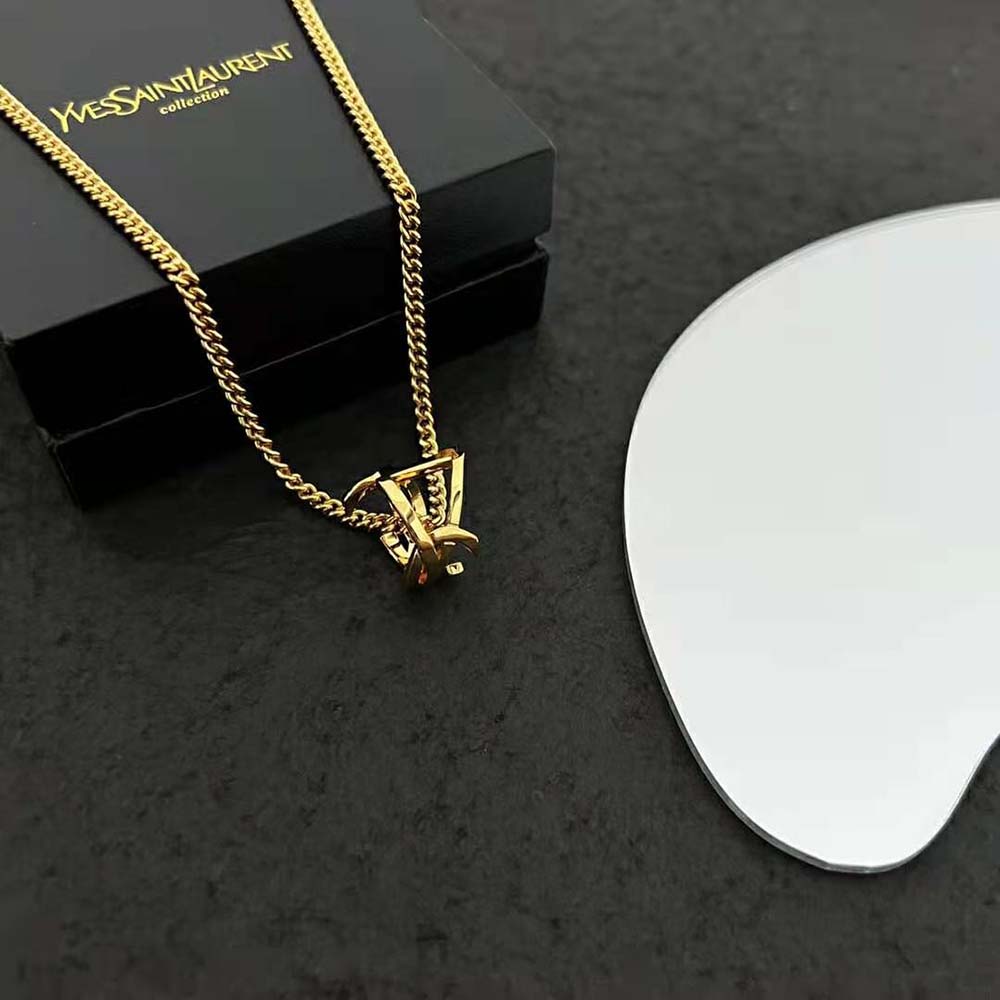 Saint Laurent YSL Women Monogram Twist Pendant Necklace in Metal - image 4