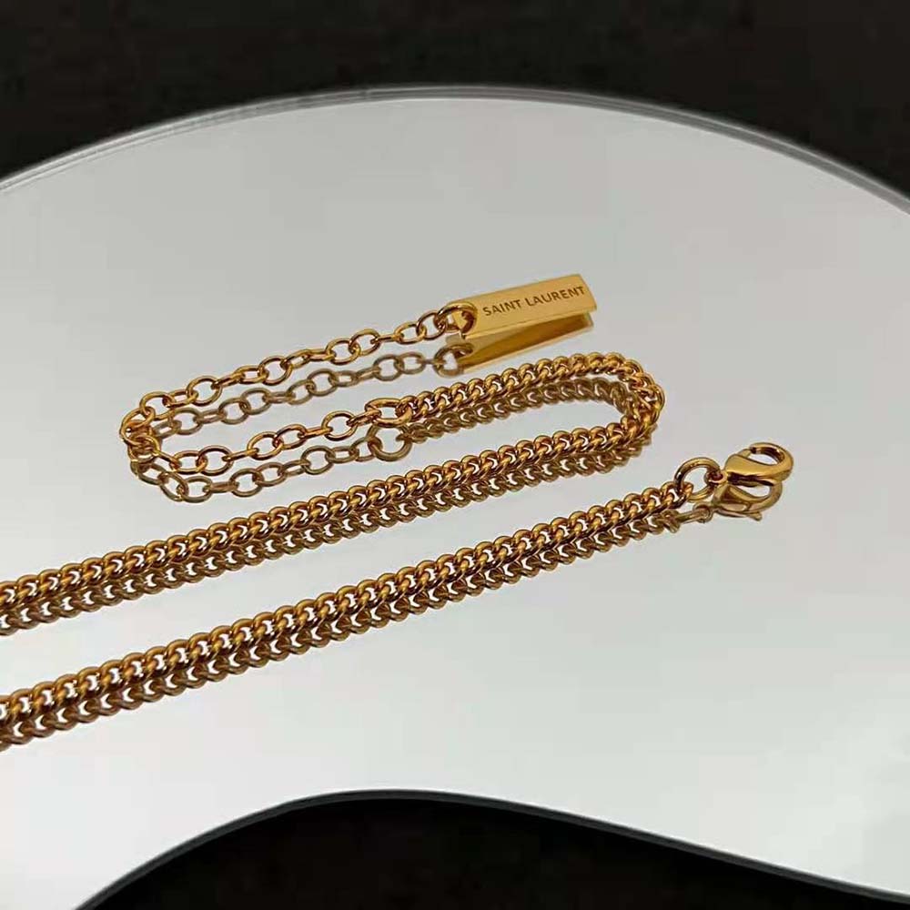Saint Laurent YSL Women Monogram Twist Pendant Necklace in Metal - image 6