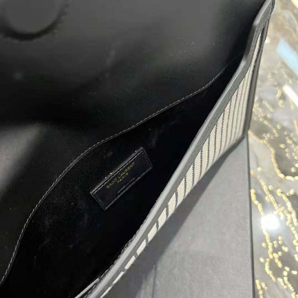 Saint Laurent YSL Women Uptown Pouch in Canvas and Smooth Leather-Black - image 10