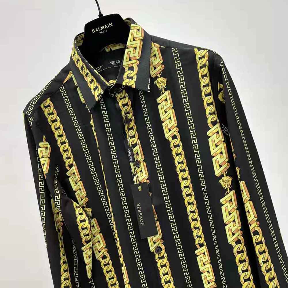 Versace Women Chain Pinstripe Shirt Features a Classic Silhouette-Black - image 4