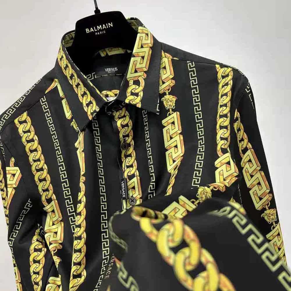 Versace Women Chain Pinstripe Shirt Features a Classic Silhouette-Black - image 5