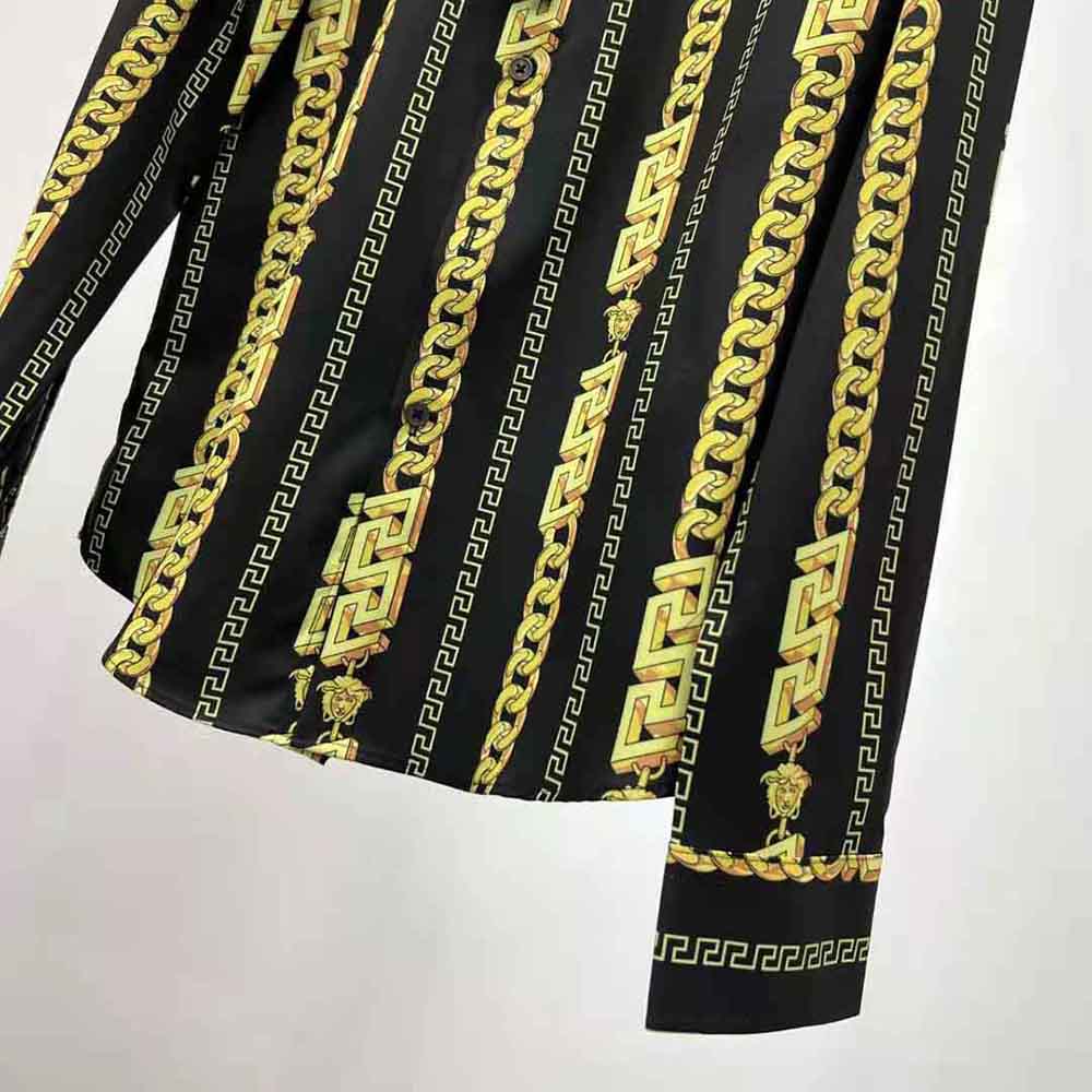 Versace Women Chain Pinstripe Shirt Features a Classic Silhouette-Black - image 7