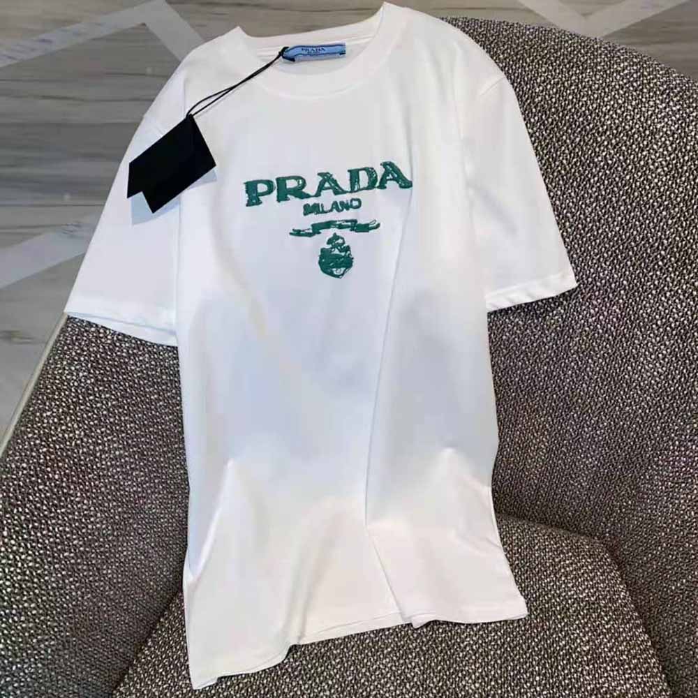 Prada Men Classic Cotton Crew-Neck T-shirt-Green - image 5