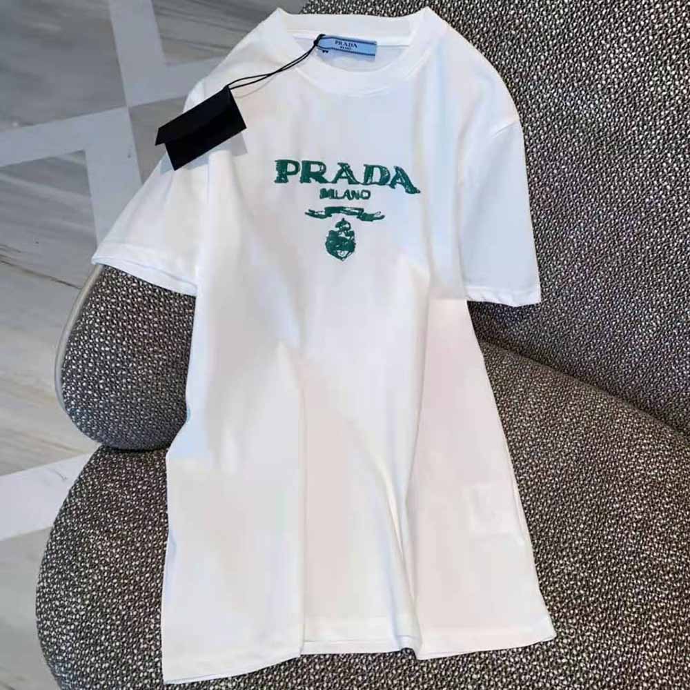 Prada Men Classic Cotton Crew-Neck T-shirt-Green - image 6