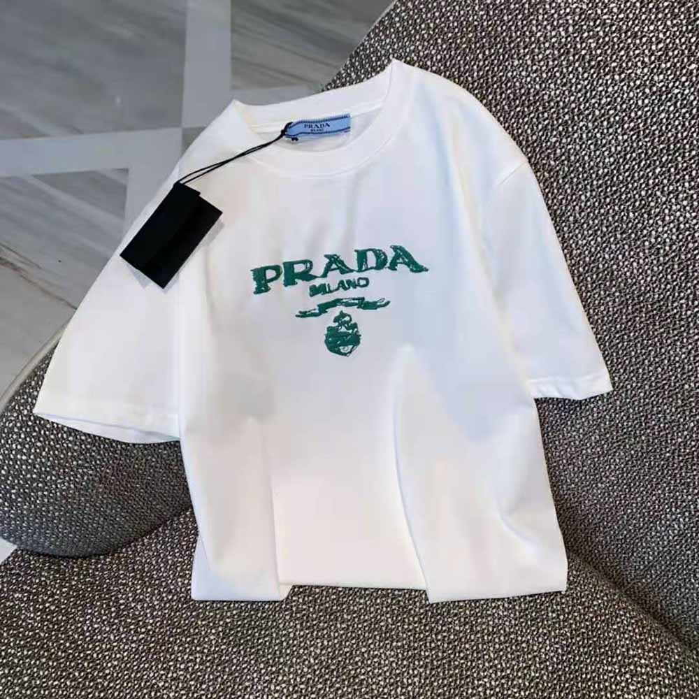 Prada Men Classic Cotton Crew-Neck T-shirt-Green - image 4