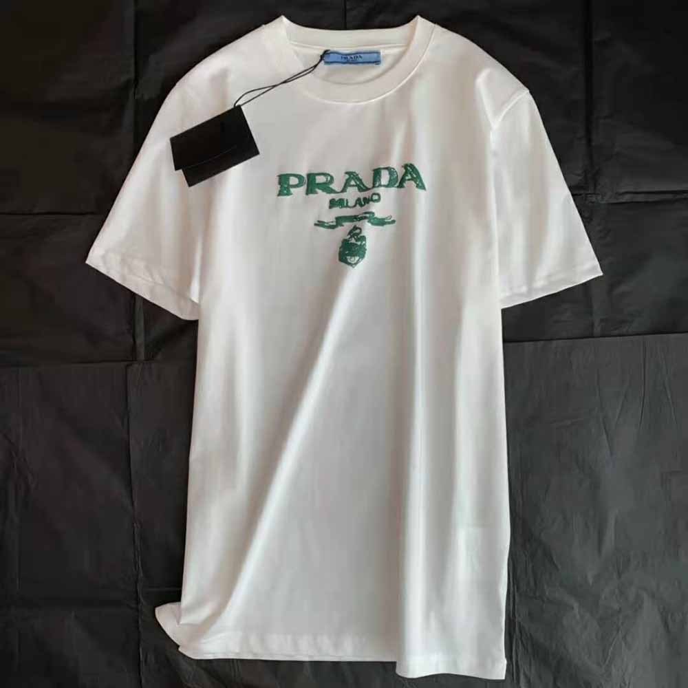 Prada Men Classic Cotton Crew-Neck T-shirt-Green - image 7