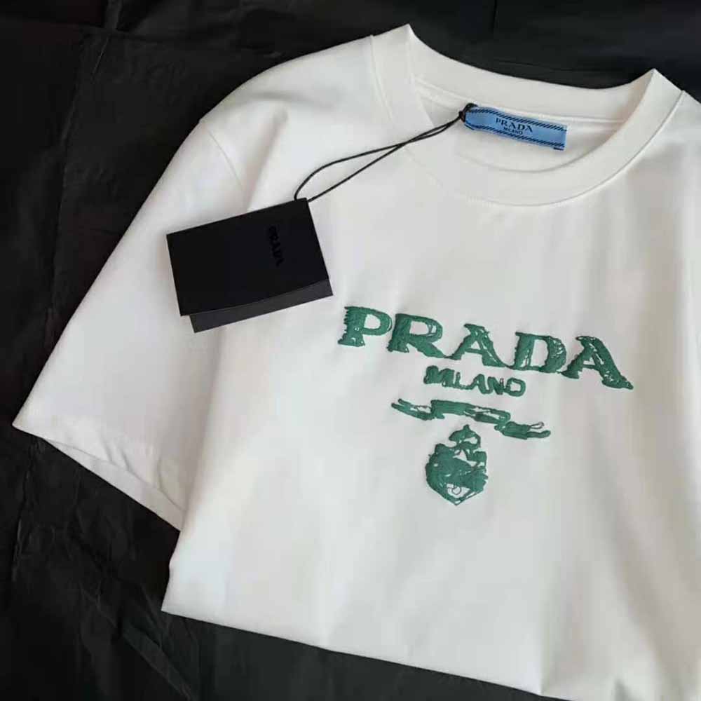 Prada Men Classic Cotton Crew-Neck T-shirt-Green - image 10
