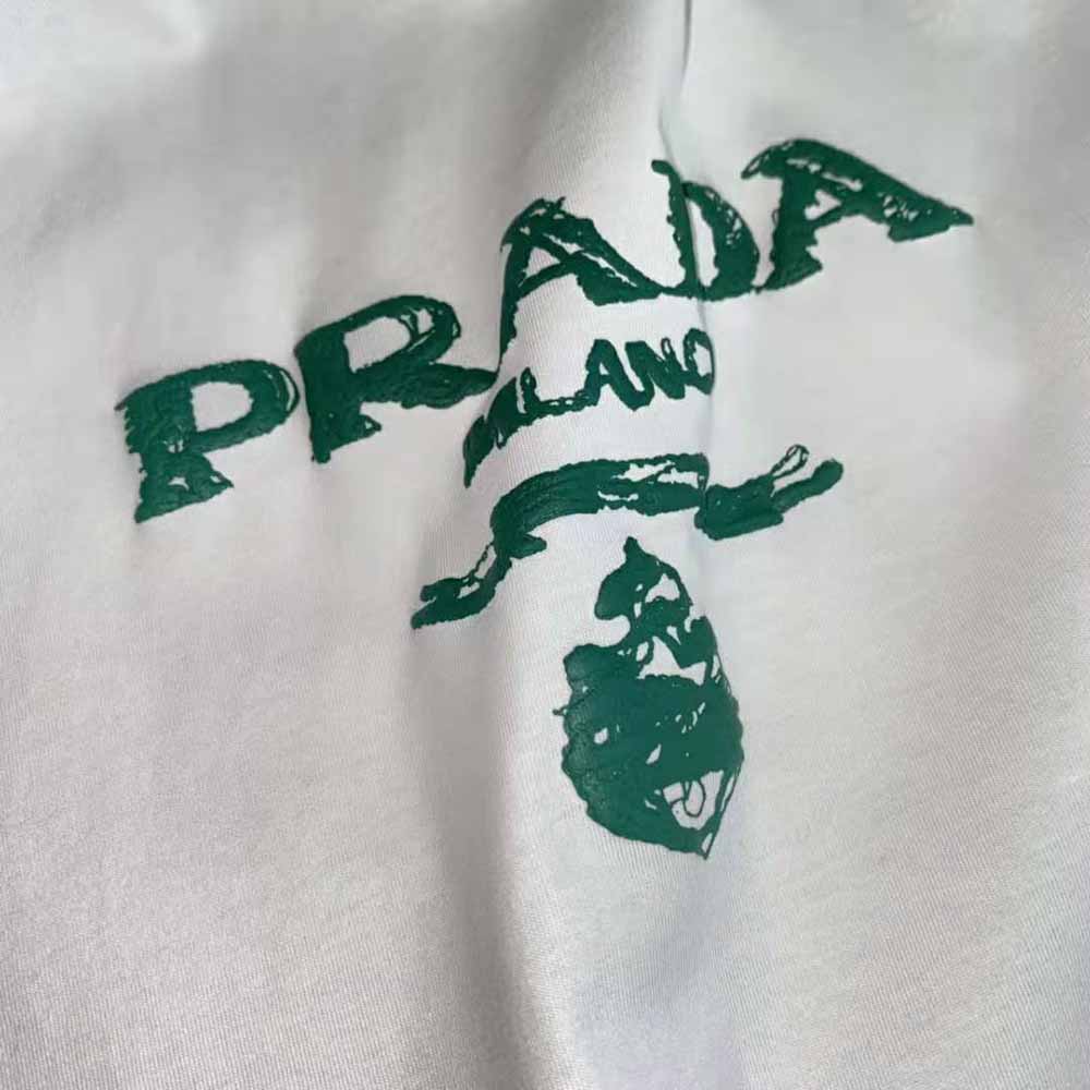 Prada Men Classic Cotton Crew-Neck T-shirt-Green - image 9