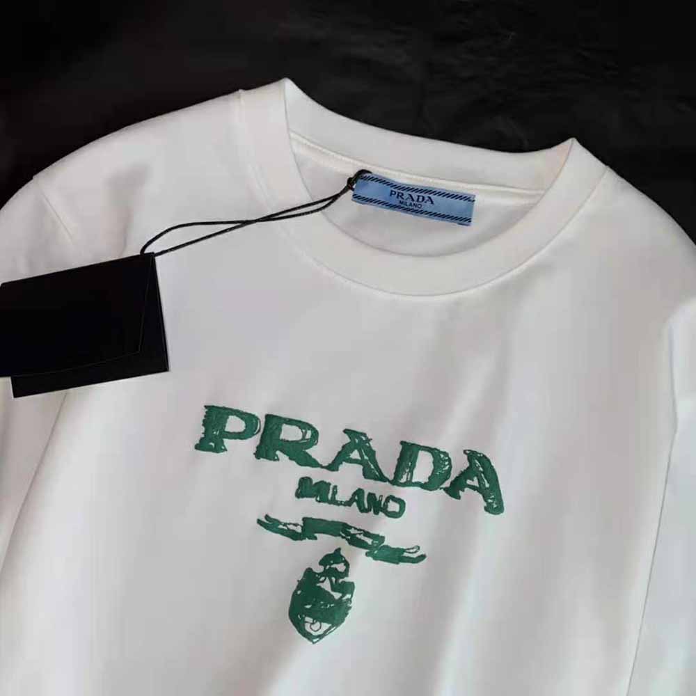 Prada Men Classic Cotton Crew-Neck T-shirt-Green - image 8