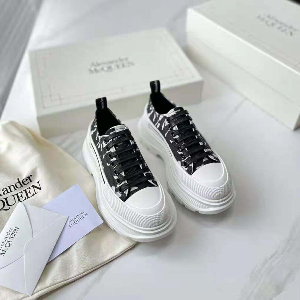 Close-up of graffiti tread sole on Alexander Mcqueen Unisex McQueen Graffiti Tread Slick Lace-up