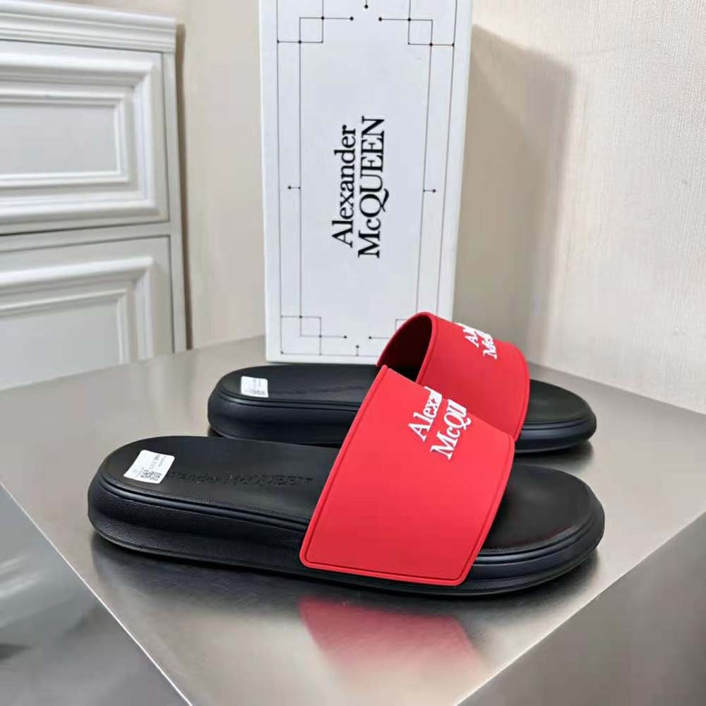 Alexander Mcqueen Unisex Pool Slide in Lust Red/White - image 4
